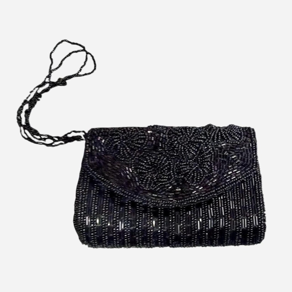Mini Black Beaded Bijoux Terner Wristlet Purse